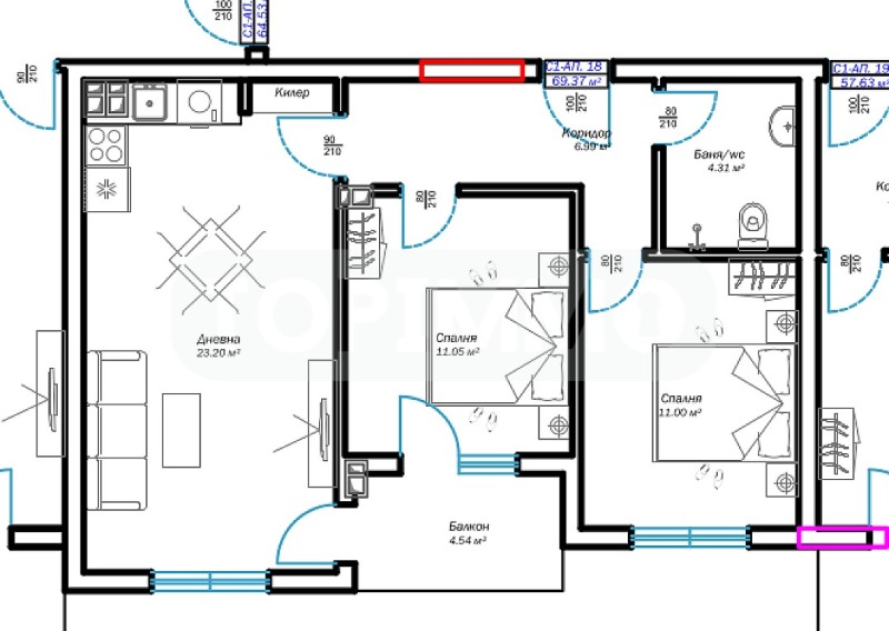 In vendita  2 camere da letto Varna , m-t Pchelina , 70 mq | 98547364 - Immagine [8]