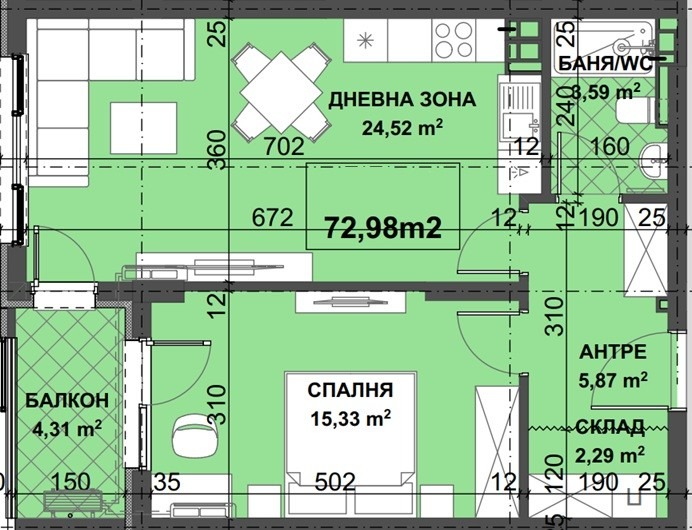 Продава 2-СТАЕН, гр. Пловдив, Южен, снимка 2 - Апартаменти - 52377126