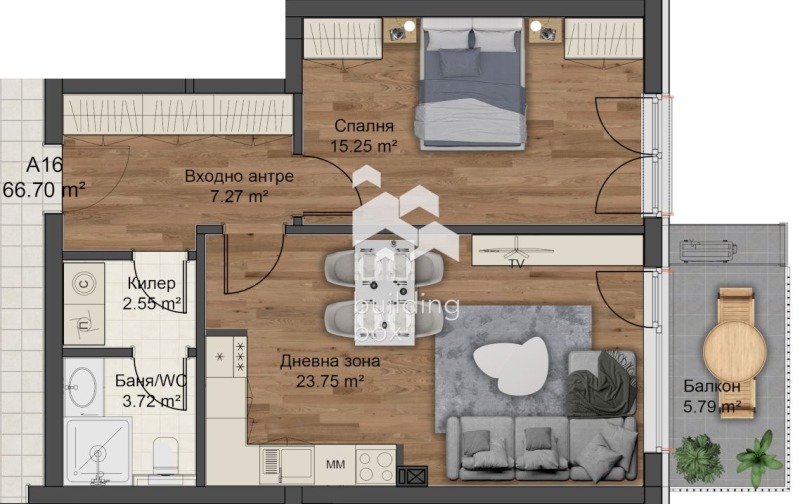 Продава 2-СТАЕН, гр. Пловдив, Коматевски възел, снимка 2 - Апартаменти - 53333863