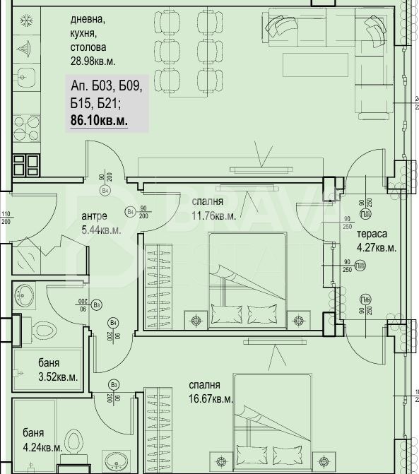 Myytävänä  2 makuuhuonetta Plovdiv , Karšijaka , 100 neliömetriä | 79643336 - kuva [2]