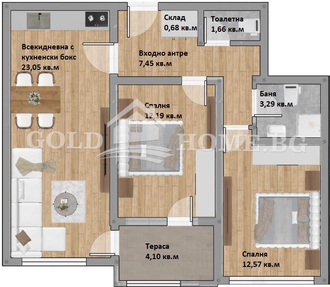 Na prodej  2 ložnice Plovdiv , Christo Smirnenski , 91 m2 | 22150490 - obraz [2]