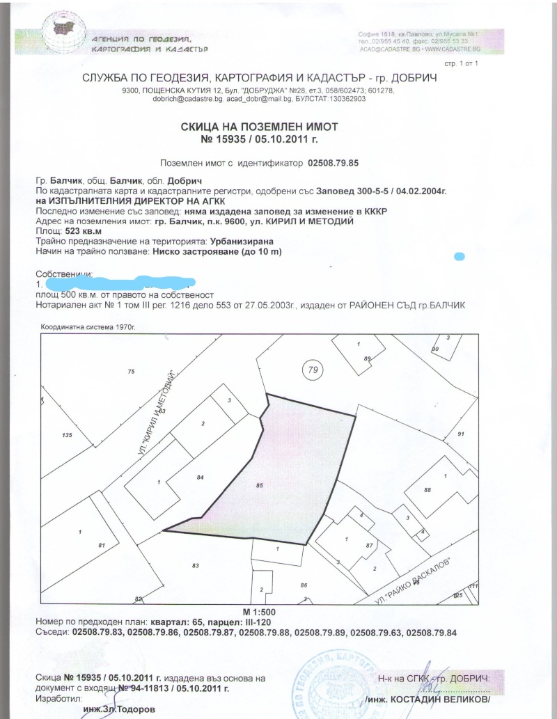 Продава ПАРЦЕЛ в област Добрич, гр. Балчик - 1018 кв.м / 88 000 € » 172 113.04 лв., БАЙКАЛ