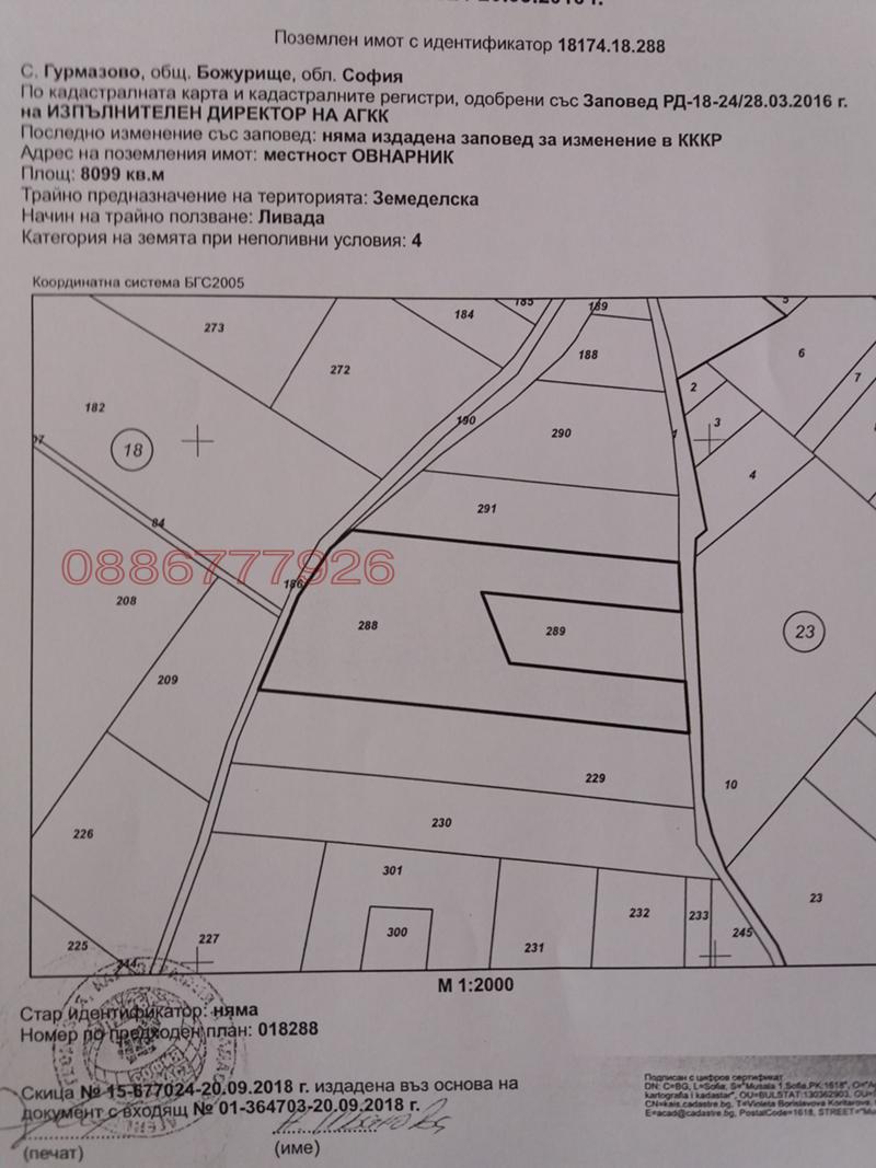 Продава ПАРЦЕЛ, с. Гурмазово, област София област, снимка 4 - Парцели - 52784874