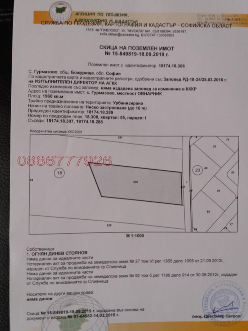 Продава ПАРЦЕЛ, с. Гурмазово, област София област, снимка 2 - Парцели - 52784874