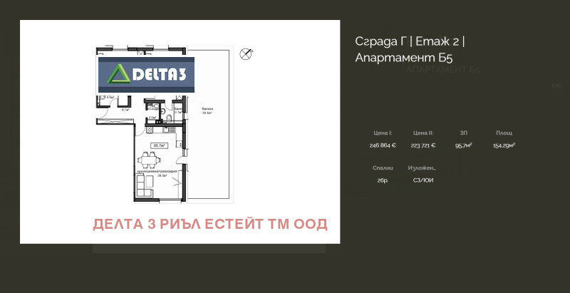 Продаја  2 спаваће собе Софија , Красно село , 154 м2 | 53938887 - слика [3]