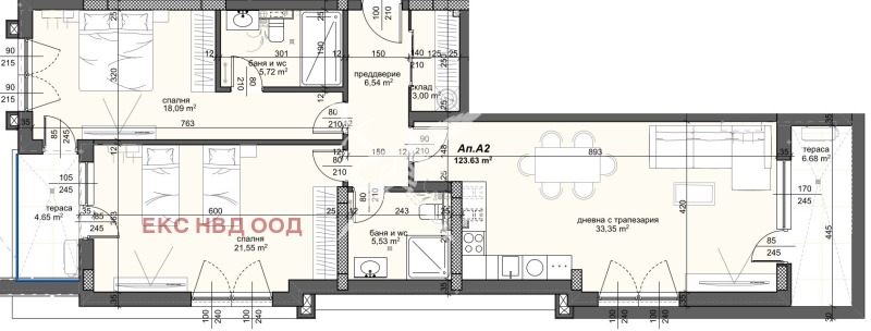 En venta  2 dormitorios Plovdiv , Trakiya , 146 metros cuadrados | 55276511