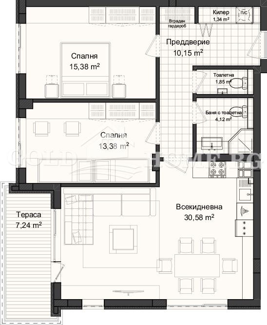 Продава 3-СТАЕН, гр. Пловдив, Гагарин, снимка 5 - Апартаменти - 55588186