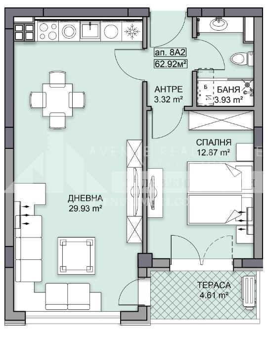 À venda  1 quarto Plovdiv , Gagarin , 77 m² | 70249094 - imagem [2]