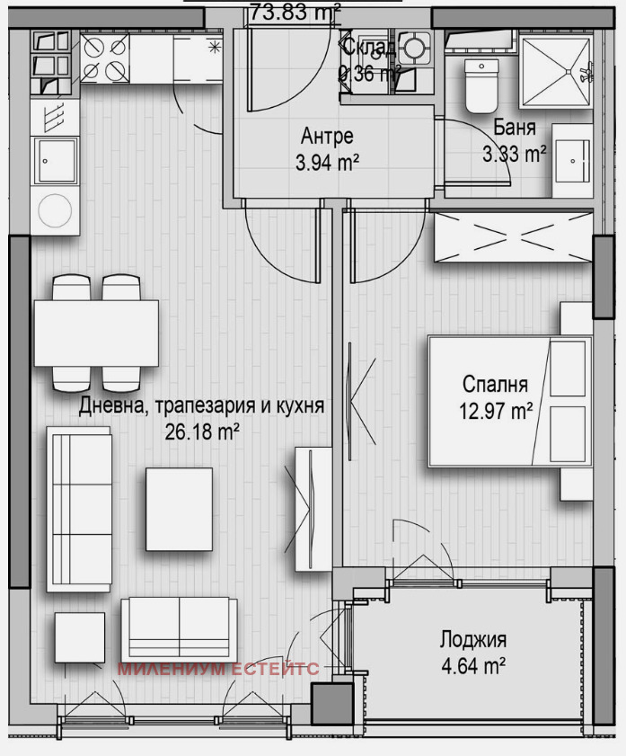 À vendre  1 chambre Sofia , Vitocha , 74 m² | 15195682 - image [2]