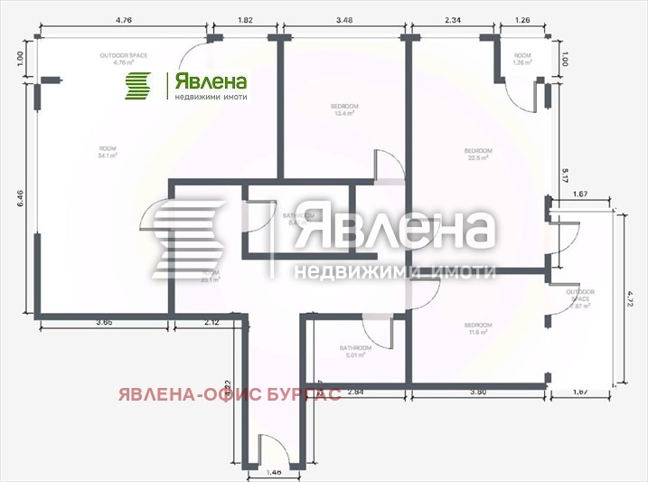 Продава 4-СТАЕН, гр. Бургас, Изгрев, снимка 2 - Aпартаменти - 47261875