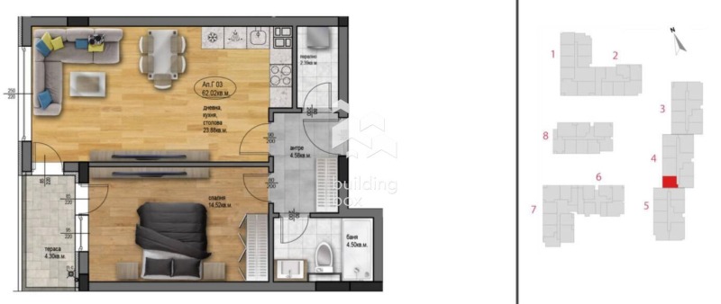 À venda  1 quarto Plovdiv , Ostromila , 73 m² | 40904555 - imagem [6]