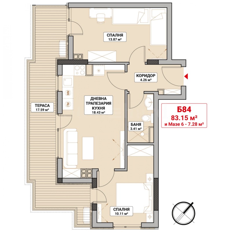 Eladó  2 hálószobás Sofia , Mladost 4 , 99 négyzetméter | 66691470 - kép [2]