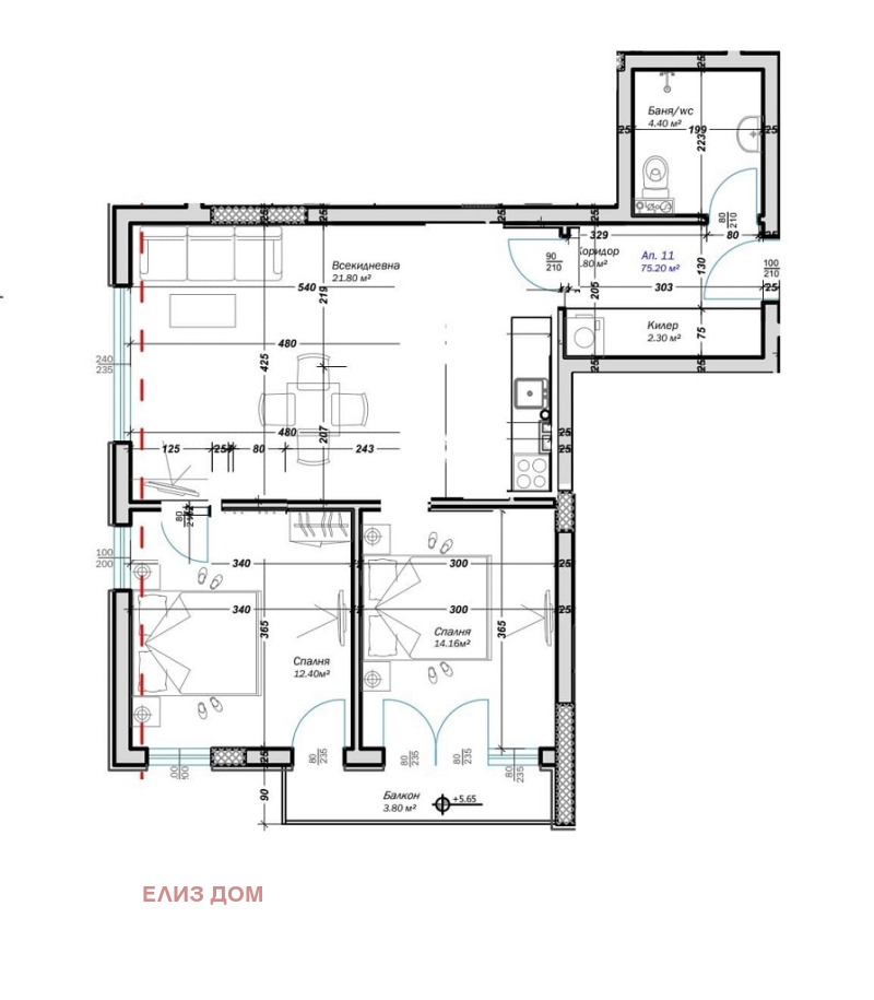 In vendita  2 camere da letto Varna , Kajsieva gradina , 85 mq | 20395849