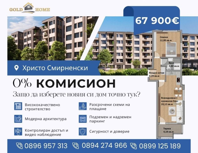Продава  2-стаен, град Пловдив, Христо Смирненски • 67 900 EUR • ID 27455544 — holmes.bg - [1] 