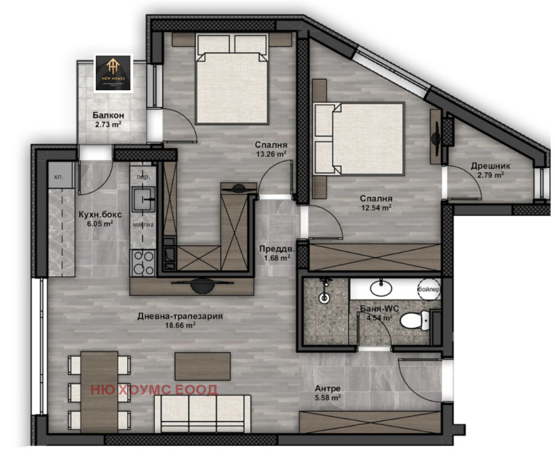 Продаја  2 спаваће собе Софија , Лјулин 4 , 96 м2 | 16367330 - слика [3]