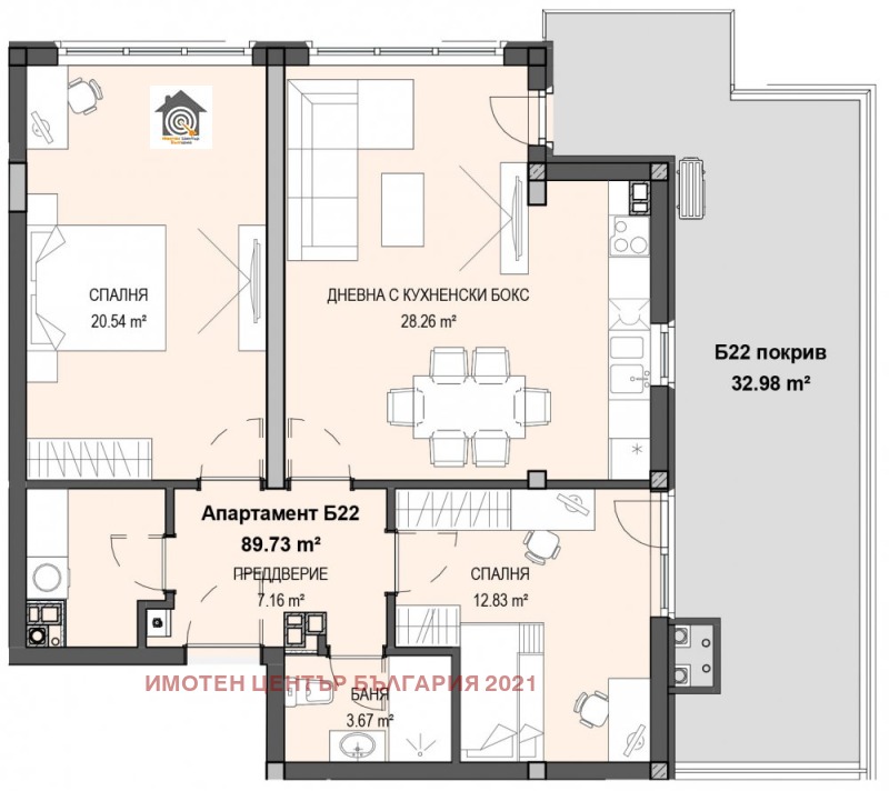 Продава 3-СТАЕН в град София, Кръстова вада - 90 кв.м / 302 800 € » 592 225.32 лв., ИМОТЕН ЦЕНТЪР БЪЛГАРИЯ 2021