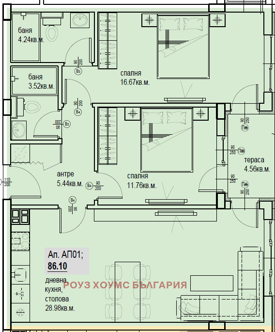 Til salg  2 soveværelser Plovdiv , Karshiyaka , 99 kvm | 83541488 - billede [2]