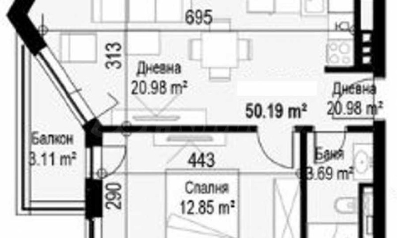 Till salu  1 sovrum Sofia , Serdika , 50 kvm | 86744819 - bild [2]