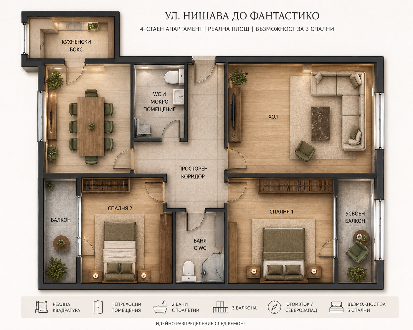Продава 4-СТАЕН, гр. София, Стрелбище