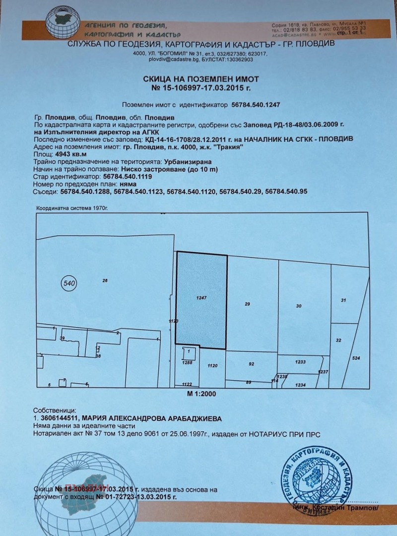 Продава ПАРЦЕЛ в град Пловдив, Тракия - 4943 кв.м / 321 295 € » 628 398.40 лв., ПЪЛДИН