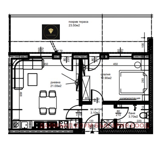 Продаја  1 спаваћа соба Пловдив , Коматевски вазел , 82 м2 | 96442132 - слика [2]