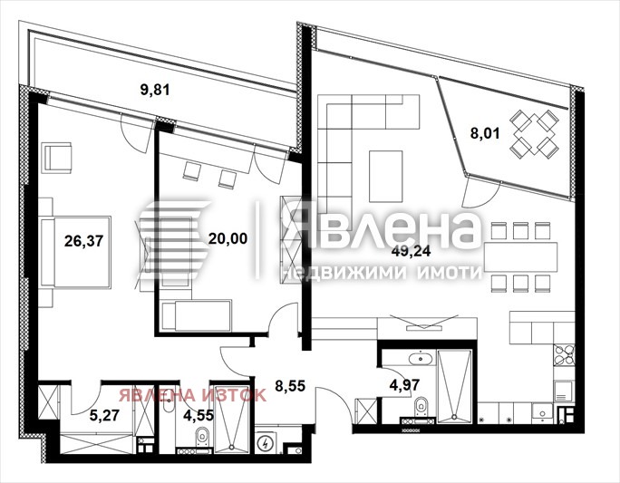 Продаја  2 спаваће собе Софија , Симеоново , 178 м2 | 57795812 - слика [8]