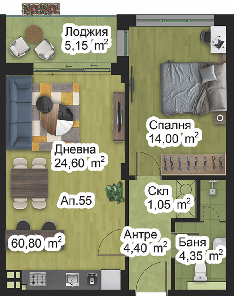 Til salgs  1 soverom Plovdiv , Zapaden , 71 kvm | 56207428 - bilde [2]