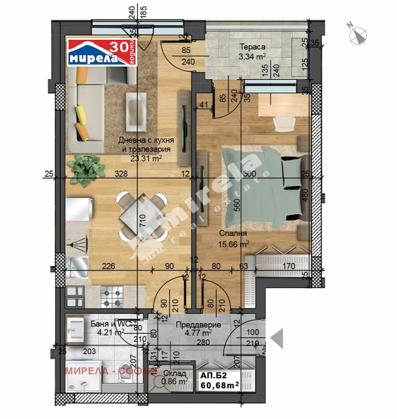 Продава 2-СТАЕН в град София, Малинова долина - 71 кв.м / 175 000 € » 342 270.25 лв., МИРЕЛА - СОФИЯ