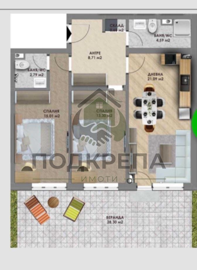 De vânzare  2 dormitoare Plovdiv , Hristo Smirnensci , 97 mp | 70614993 - imagine [5]