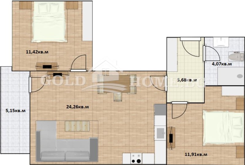 In vendita  2 camere da letto Plovdiv , Kiuchuk Parig , 84 mq | 12609751