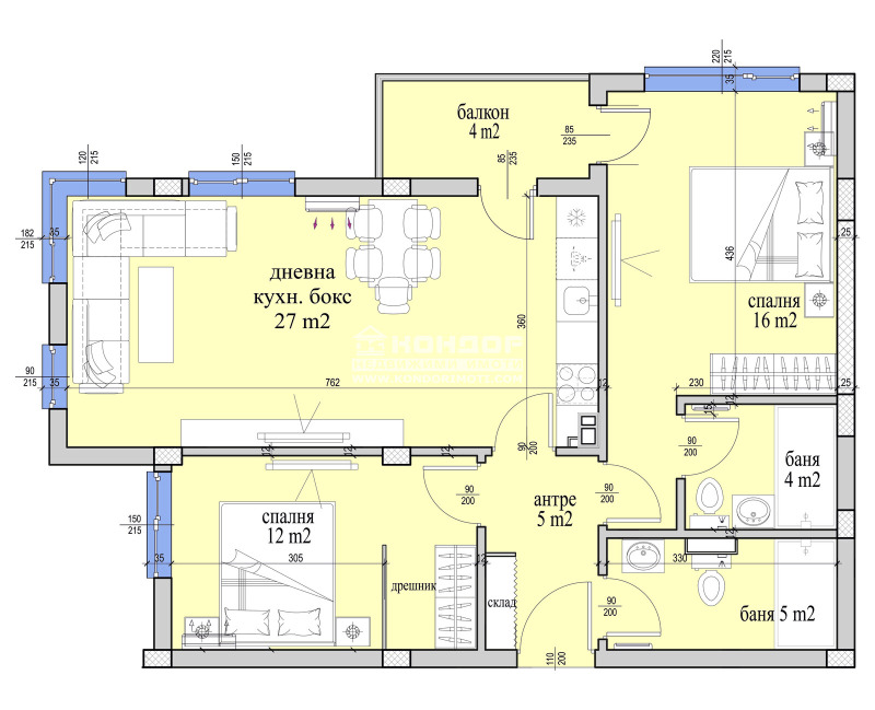 Satılık  2 yatak odası Plovdiv , Vastaniçeski , 108 metrekare | 52240756 - görüntü [5]