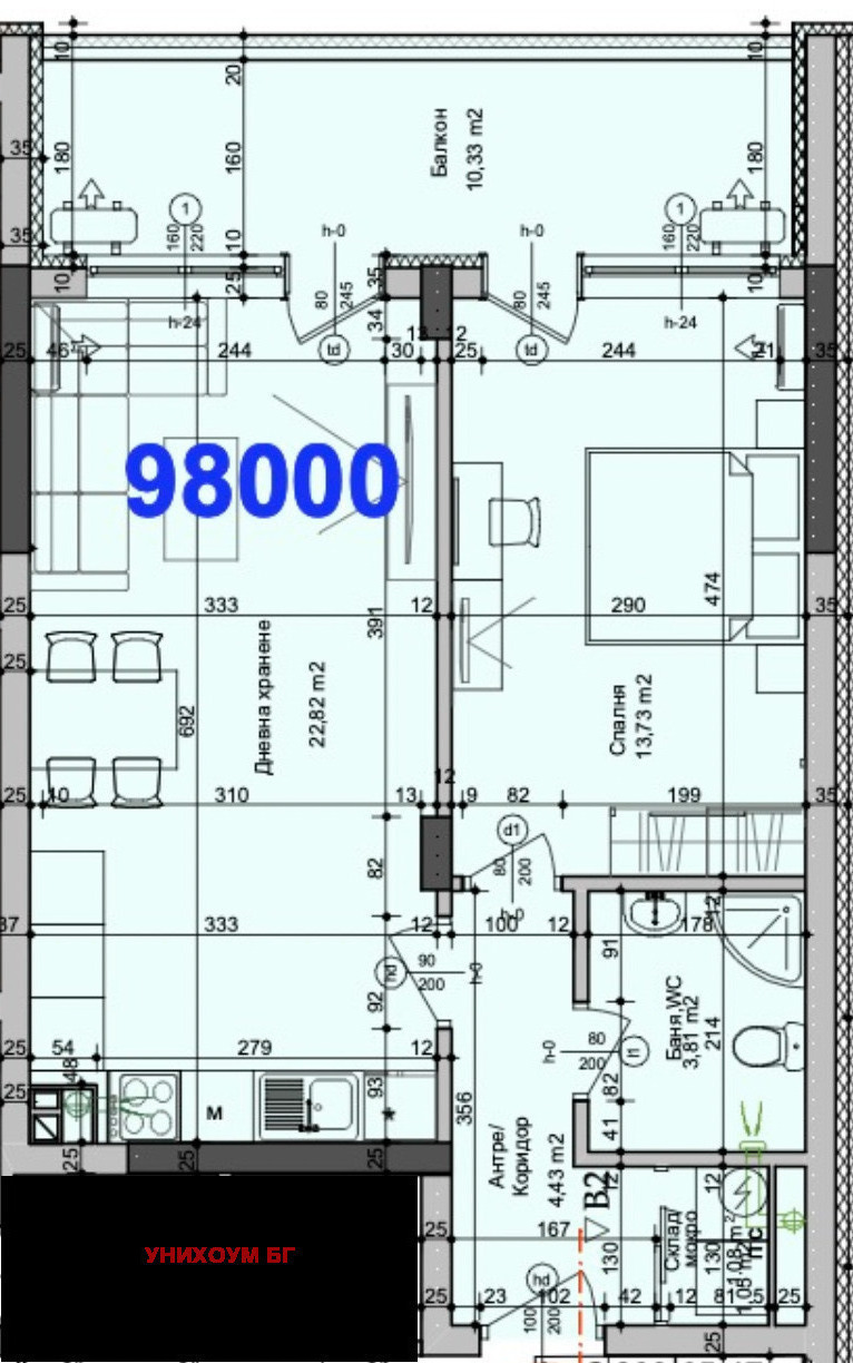 Eladó  1 hálószoba Burgas , Izgrev , 76 négyzetméter | 10417490 - kép [3]