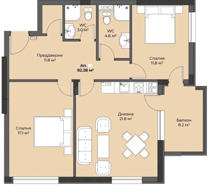 Продава 3-СТАЕН, гр. Пловдив, Беломорски, снимка 2 - Апартаменти - 53281357