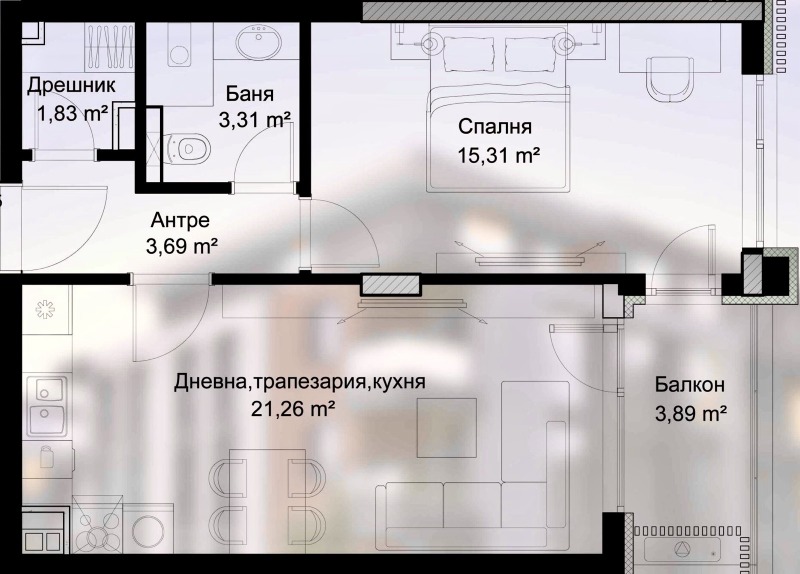 Продава 2-СТАЕН, гр. София, Малинова долина, снимка 2 - Aпартаменти - 49012460