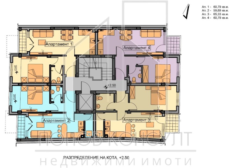 Продаја  1 спаваћа соба Пловдив , Христо Смирненски , 60 м2 | 31231277 - слика [2]