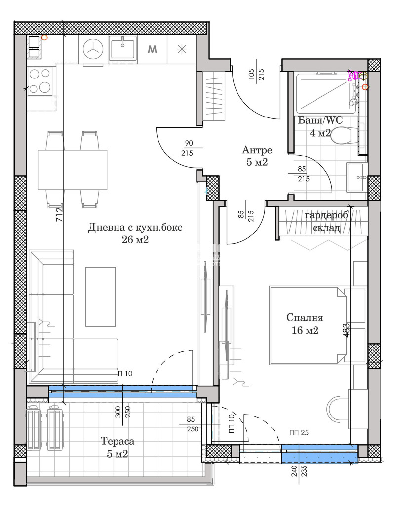 Продаја  1 спаваћа соба Пловдив , Остромила , 73 м2 | 49037286 - слика [2]