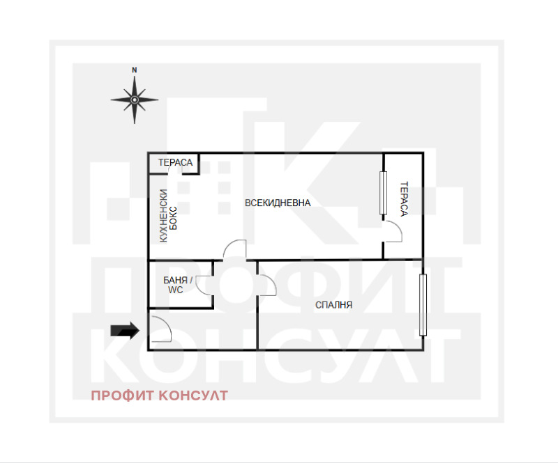 Myytävänä  1 makuuhuone Veliko Tarnovo , Tsentar , 59 neliömetriä | 91723332 - kuva [11]