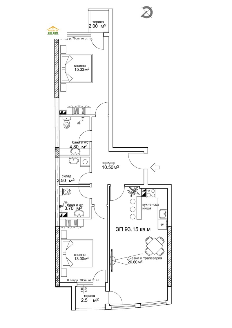 Till salu  2 sovrum Plovdiv , Sadiiski , 115 kvm | 40444411 - bild [3]