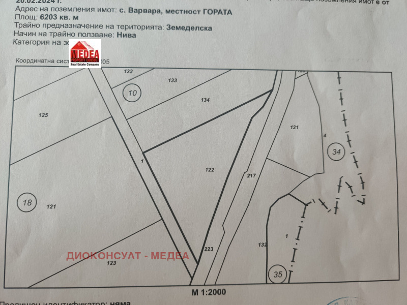 Продава ЗЕМЕДЕЛСКА ЗЕМЯ в област Бургас, с. Варвара - 6.2 дка / 236 000 € » 461 575.88 лв., ДИОКОНСУЛТ - МЕДЕА