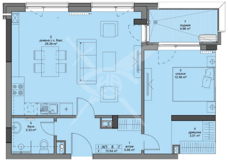 Myytävänä  1 makuuhuone Sofia , Krastova vada , 84 neliömetriä | 66334009