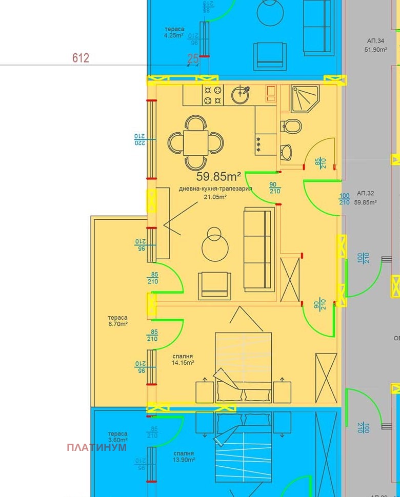 For Sale  1 bedroom Burgas , Meden rudnik - zona D , 60 sq.m | 77209172 - image [16]
