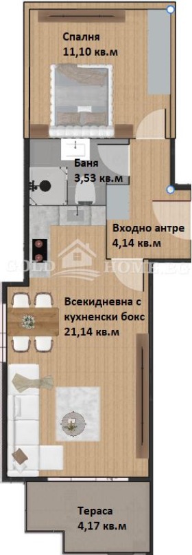 Προς πώληση  1 υπνοδωμάτιο Πλοβδηβ , Χρηστο Σμηρνενσκη , 66 τ.μ | 97806543 - εικόνα [2]