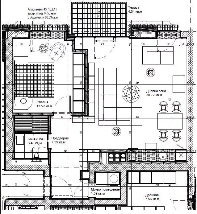 Продаја  1 спаваћа соба Софија , Манастирски ливади , 86 м2 | 80850894 - слика [8]