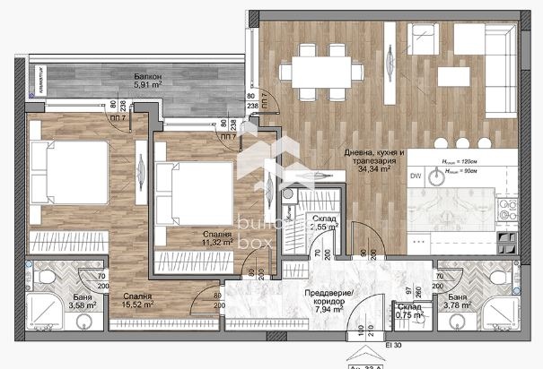 Продаја  2 спаваће собе Софија , Младост 4 , 113 м2 | 89563694 - слика [2]