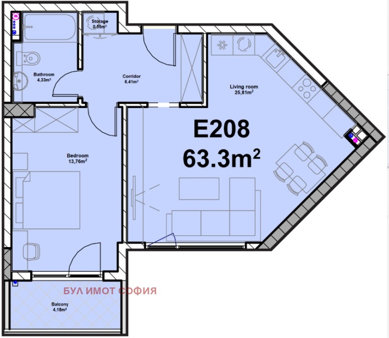 In vendita  1 camera da letto Sofia , Poligona , 78 mq | 64296724 - Immagine [2]