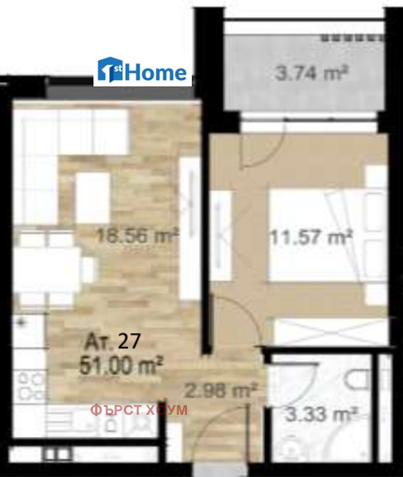 Til salgs  1 soverom Sofia , Banisjora , 62 kvm | 68134159 - bilde [2]