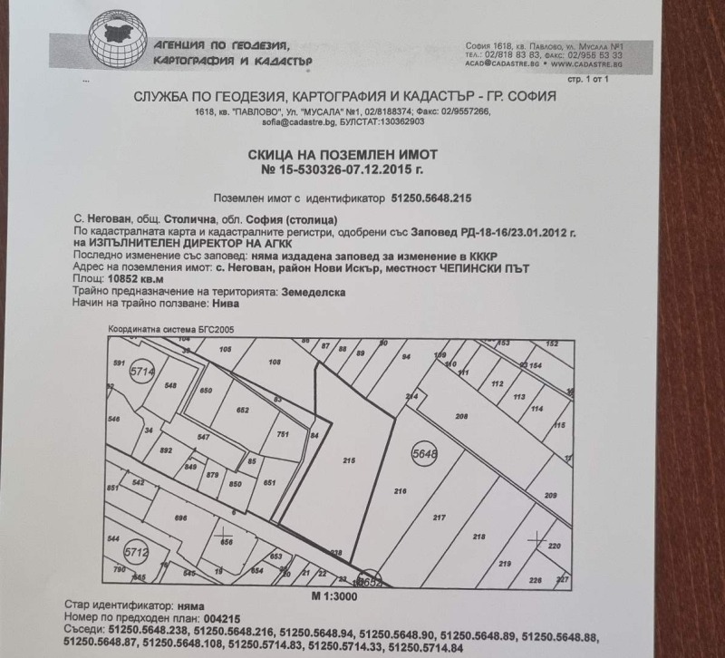 Продава ПАРЦЕЛ в град София, с. Негован - 11962 кв.м / 359 226 € » 702 584.99 лв., КАВЕС ИМОТИ