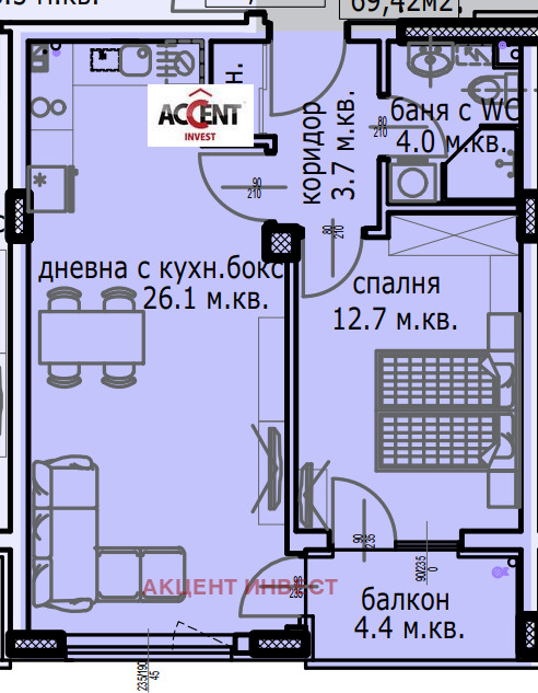 Продава  2-стаен град Варна , Кайсиева градина , 70 кв.м | 55595972 - изображение [4]