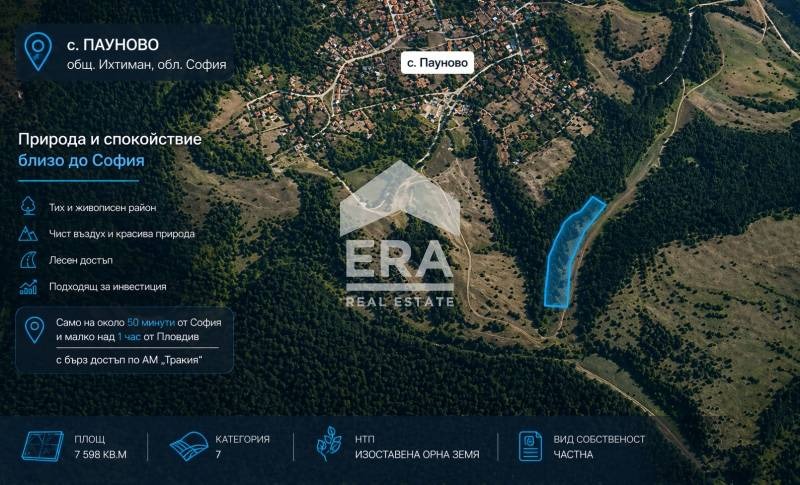 Продава ПАРЦЕЛ, с. Пауново, област София област, снимка 5 - Парцели - 54273256