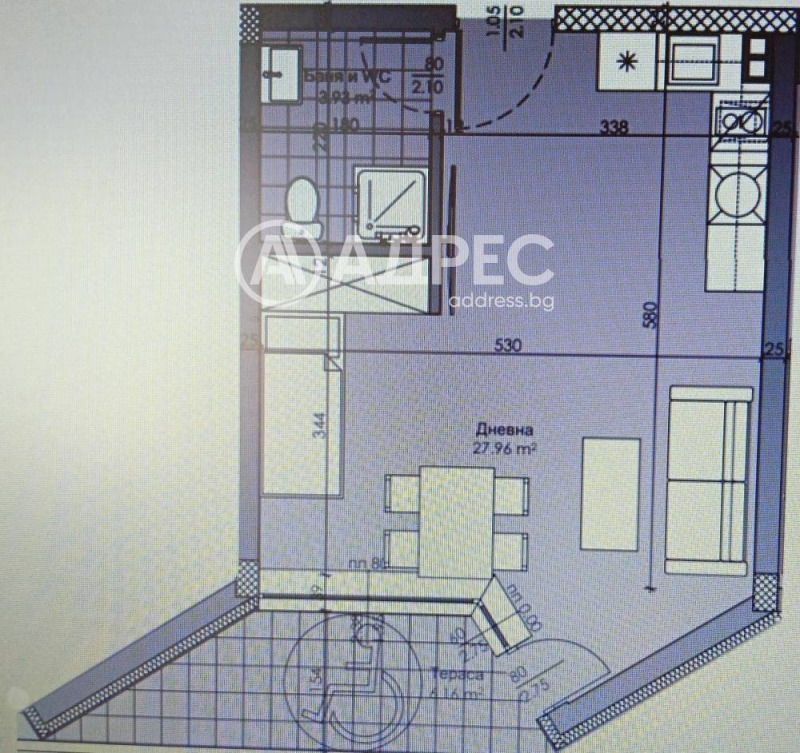 Na prodej  Studio Plovdiv , Christo Smirnenski , 57 m2 | 50471459 - obraz [4]